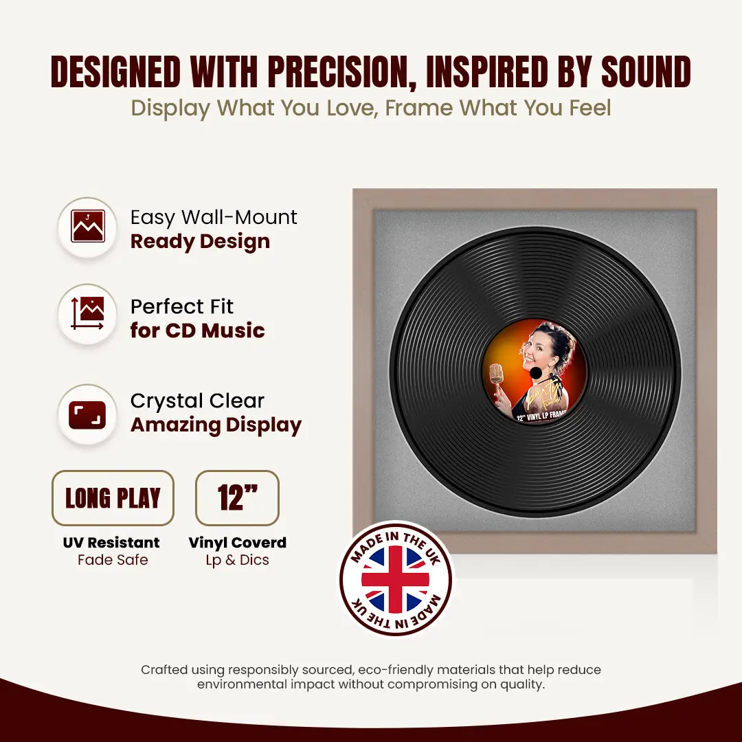 16x16" Modern Rose Gold Vinyl Record Frame With Silver Mount For 12" LP Discs | Elegant Frame For Music Lovers thumbnail 8