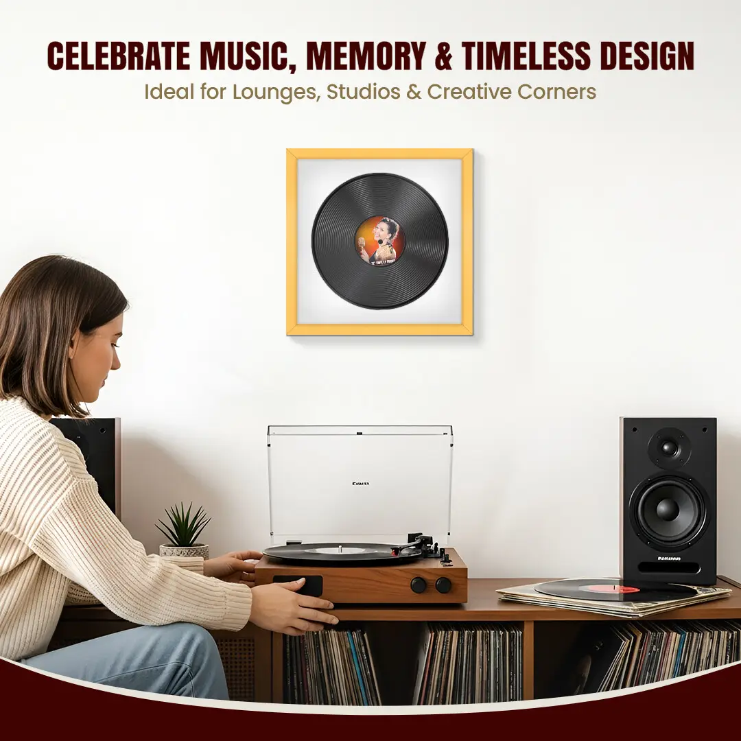 16x16" Modern Mustard Yellow Vinyl Record Frame With Ice White Mount For 12" LP Discs | Elegant Frame For Music Lovers thumbnail 4