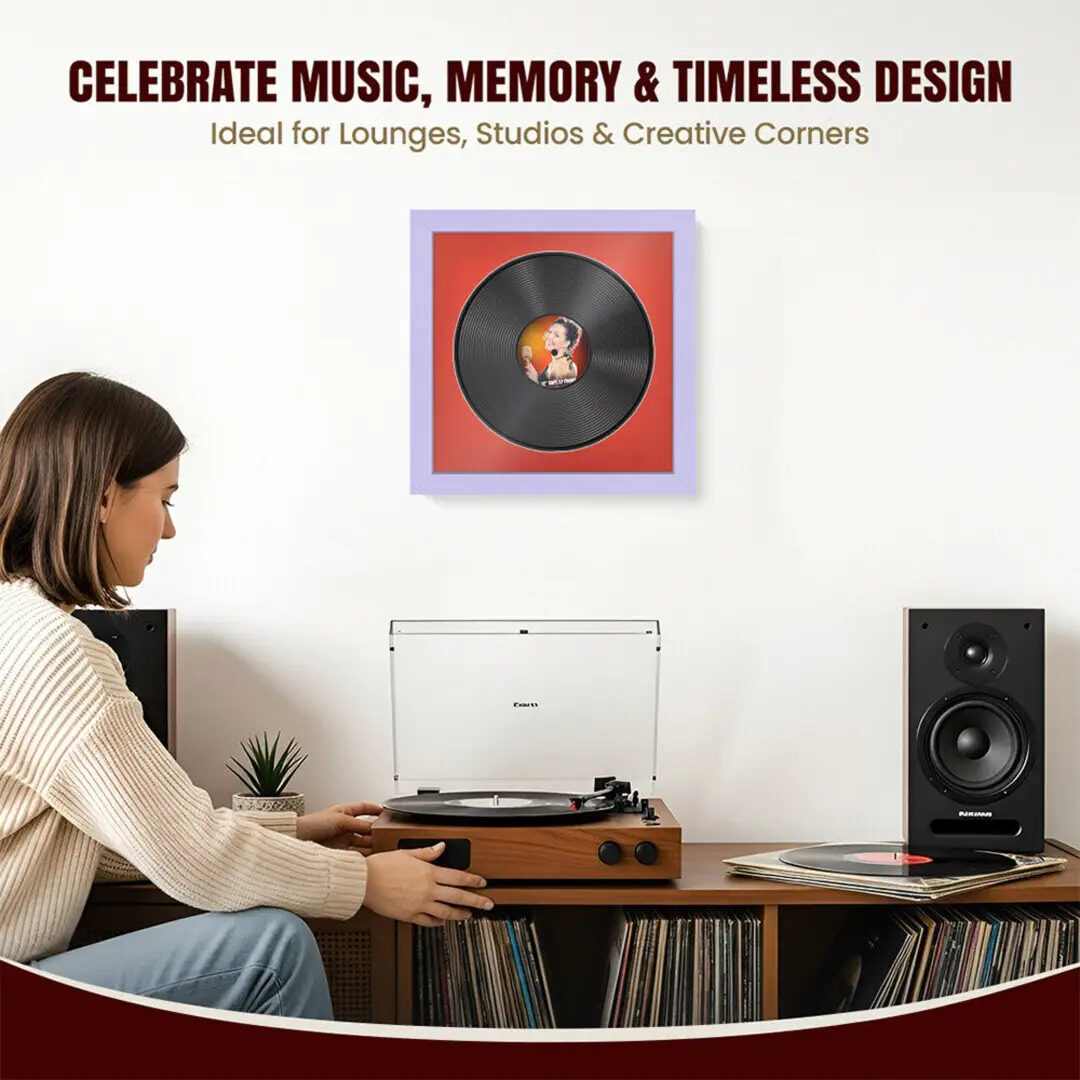 16x16" Modern Purple Vinyl Record Frame With Poppy Red Mount For 12" LP Discs | Elegant Frame For Music Lovers thumbnail 4