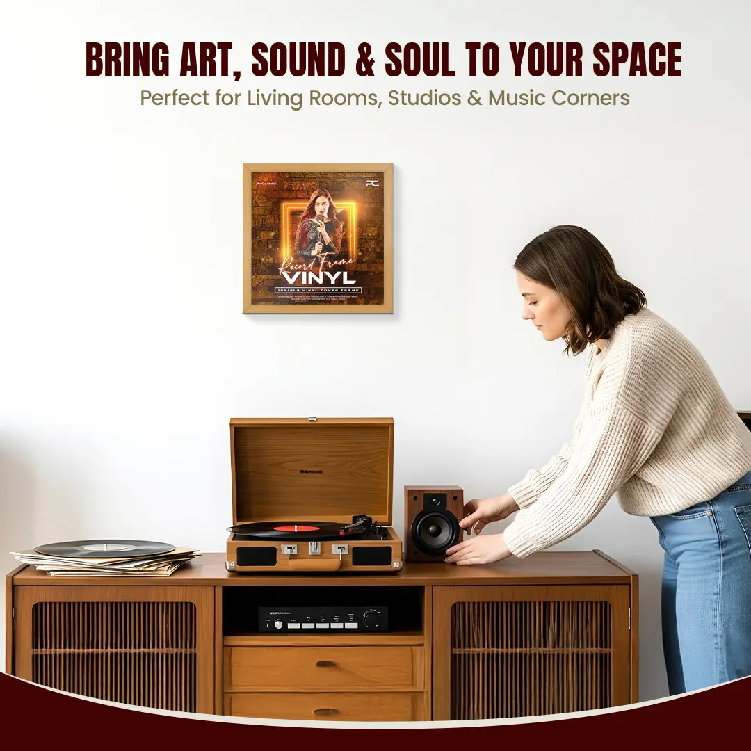 12x12" Modern Country Pine Vinyl Record Frame For 12" LP Album Covers | Premium Wall Frame For Music Lovers thumbnail 6