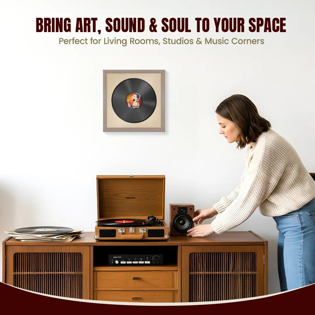 16x16" Modern Rose Gold Vinyl Record Frame With Ivory Mount For 12" LP Discs | Elegant Frame For Music Lovers thumbnail 6