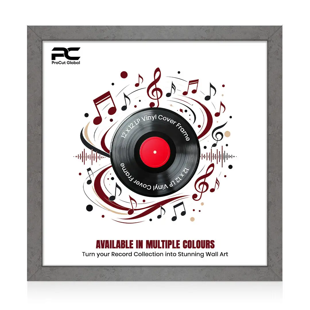 12x12" Modern Grey Marble Vinyl Record Frame For 12" LP Album Covers | Elegant Music Display For Wall