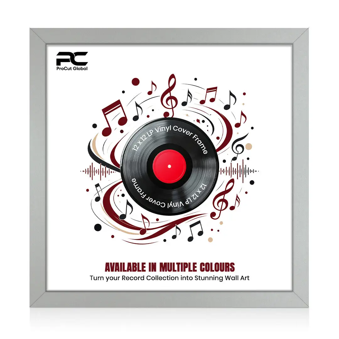 12x12" Modern Silver Vinyl Record Frame For 12" LP Album Covers | Premium Wall Frame For Music Lovers