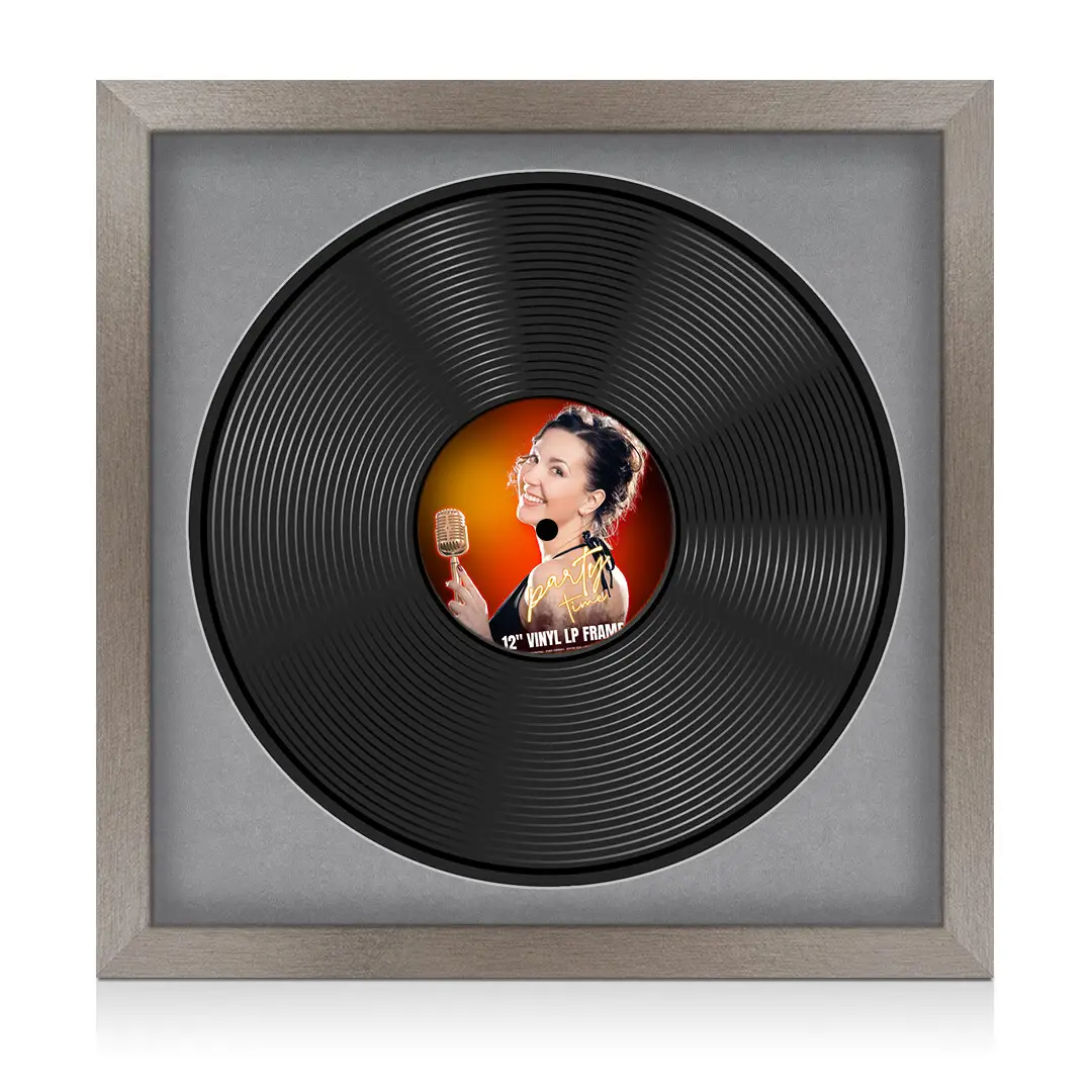 16x16" Modern Aluminium Vinyl Record Frame With Black Mount For 12" LP Discs | Premium Wall Frame For Music Enthusiasts