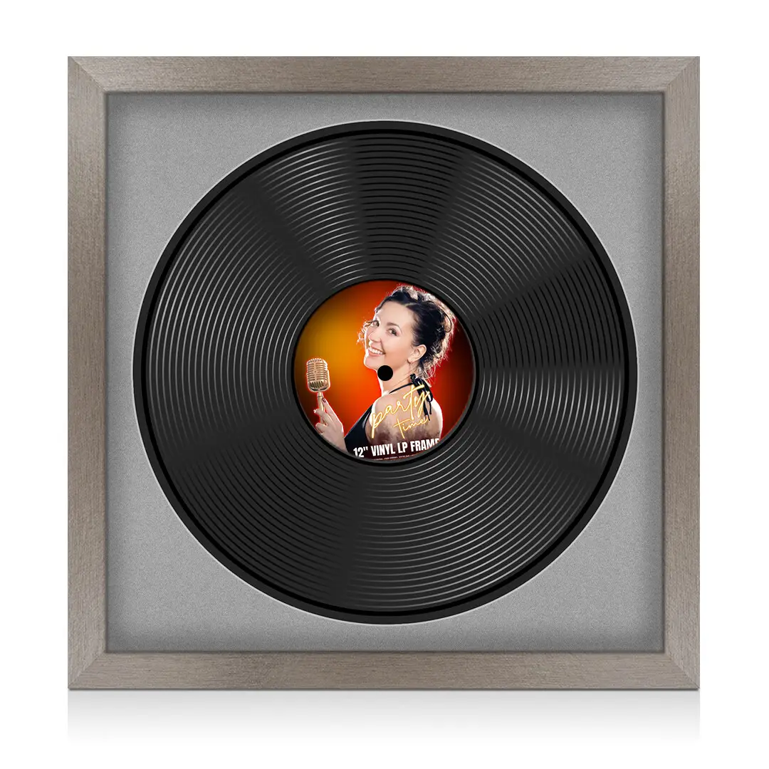 16x16" Modern Aluminium Vinyl Record Frame With Black Mount For 12" LP Discs | Elegant Frame For Music Lovers