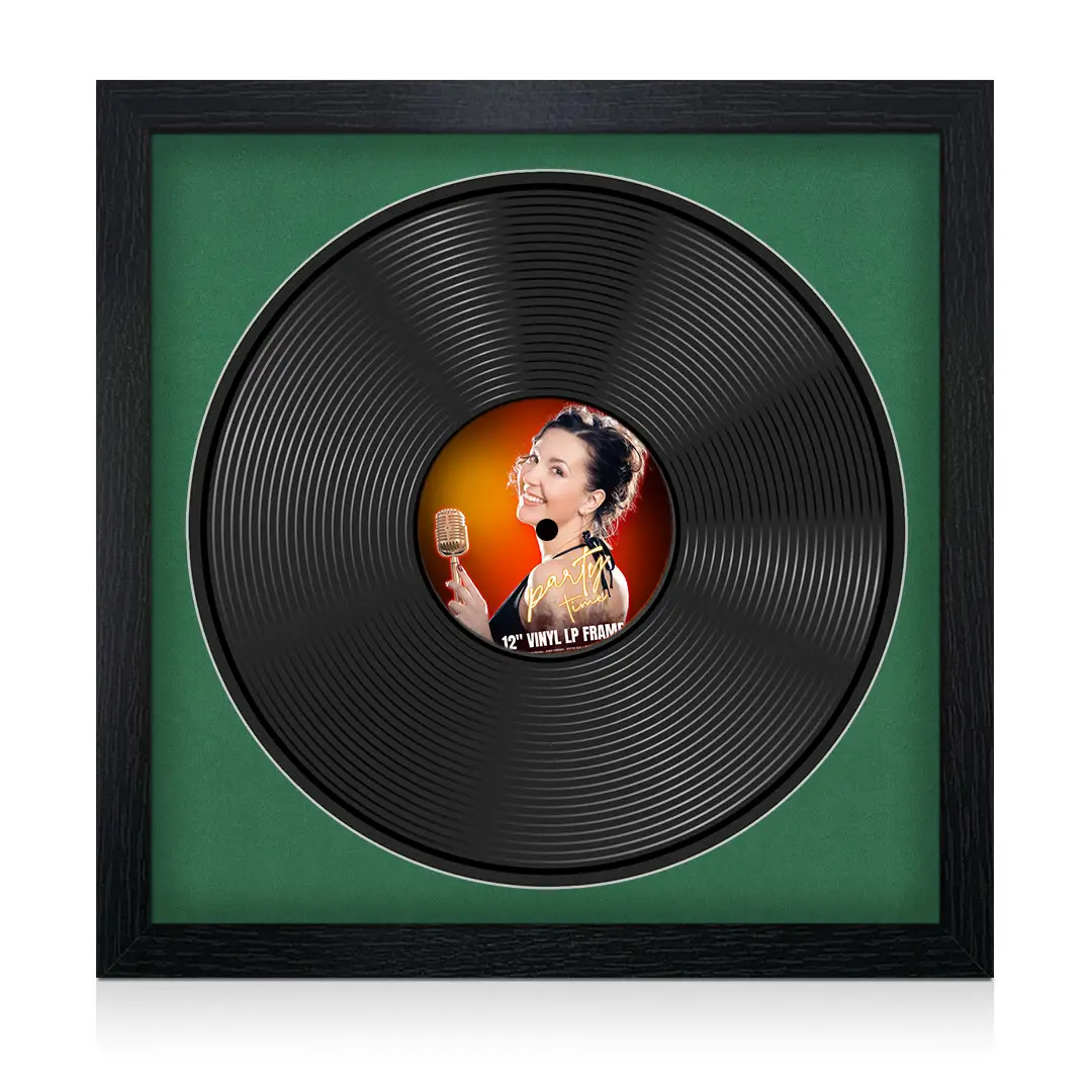 16x16" Modern Black Vinyl Record Frame With Black Mount For 12" LP Discs | Premium Wall Frame For Music Enthusiasts