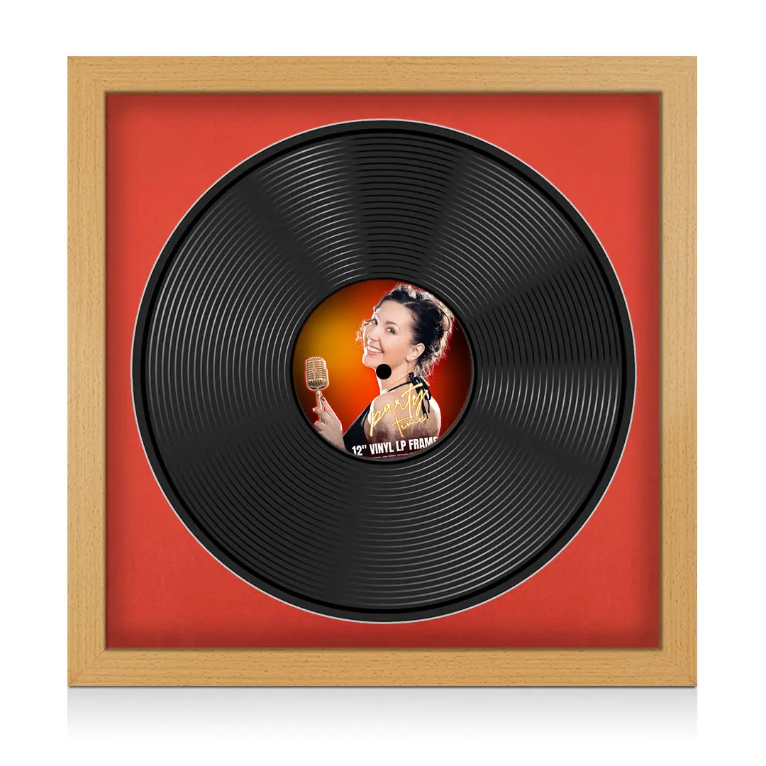 16x16" Modern Country Pine Vinyl Record Frame With Black Mount For 12" LP Discs | Premium Wall Frame For Music Enthusiasts