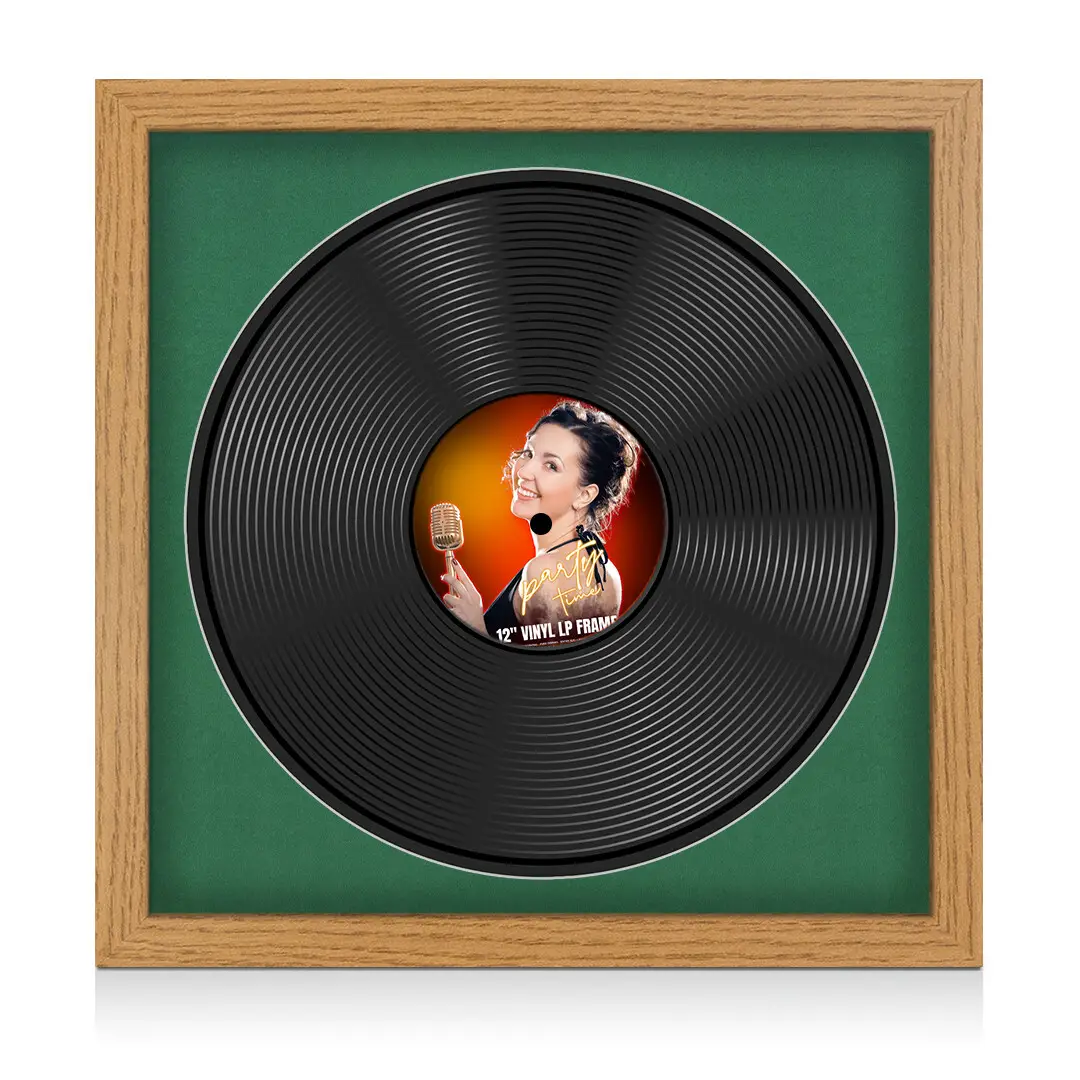16x16" Modern Oak Vinyl Record Frame With Black Mount For 12" LP Discs | Premium Wall Frame For Music Enthusiasts