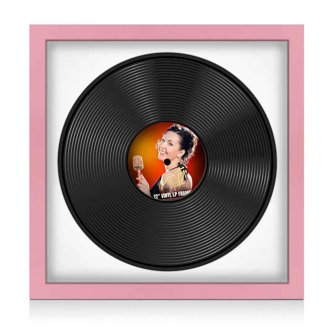 16x16" Modern Pastel Pink Vinyl Record Frame With Black Mount For 12" LP Discs | Elegant Frame For Music Lovers