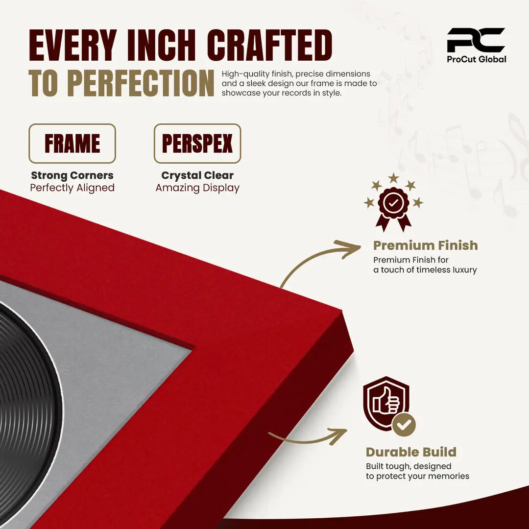 16x16" Modern Vinyl Record Frame With Black Mount For 12" LP Discs | Premium Wall Frame For Music Enthusiasts thumbnail 7