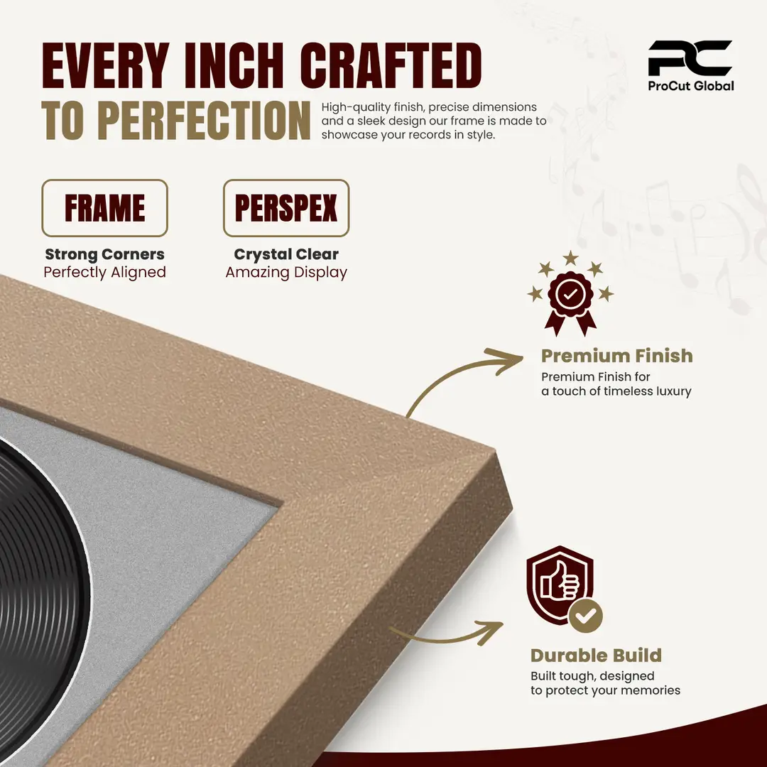 30x17" Modern Rose Gold Vinyl Record Frame With Silver Mount | For 12" LP Cover and Disc Side By Side Display thumbnail 7