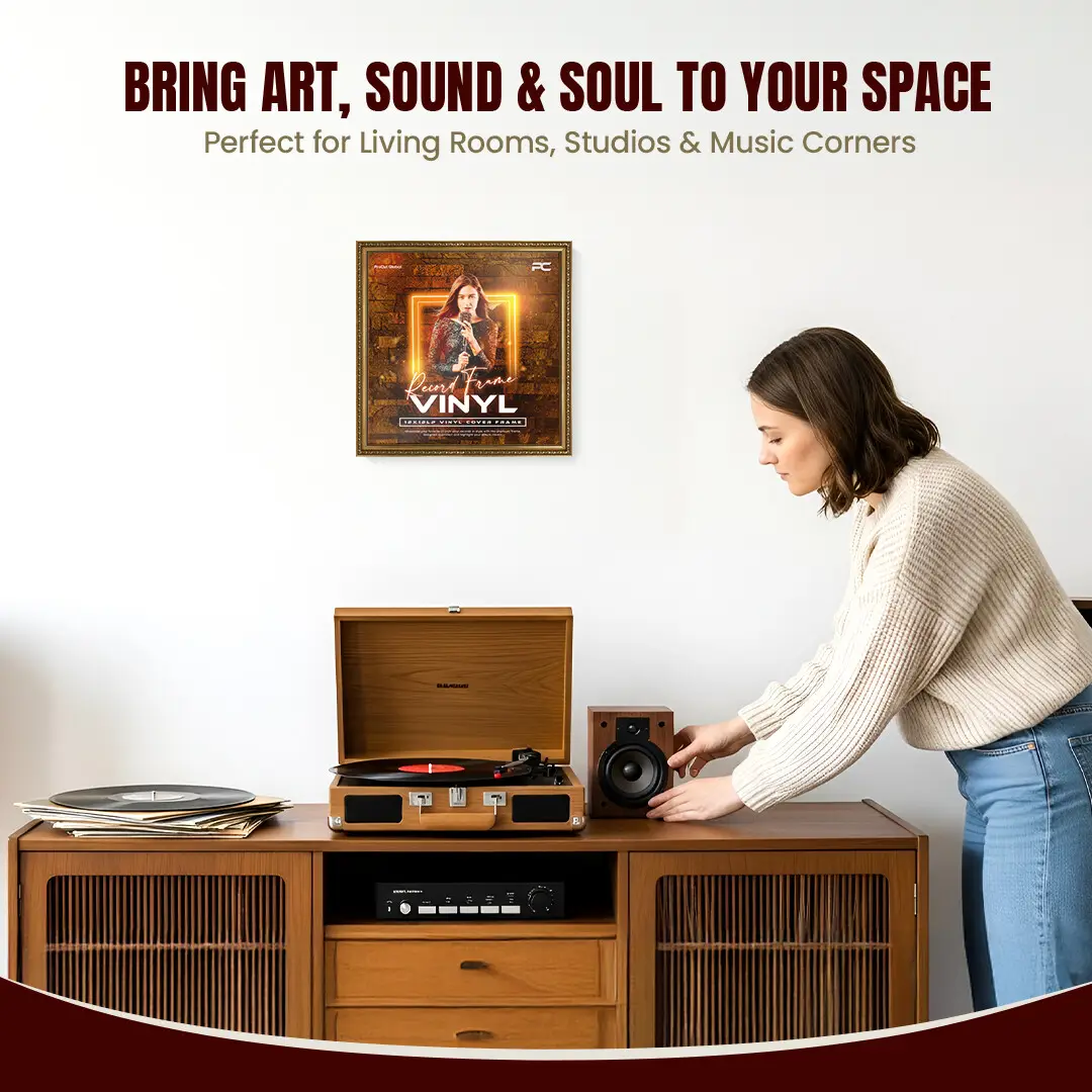 12x12" Gold Ornate Vinyl Record Frame For LP Album Covers | Elegant Vintage Square Wall Frame thumbnail 6