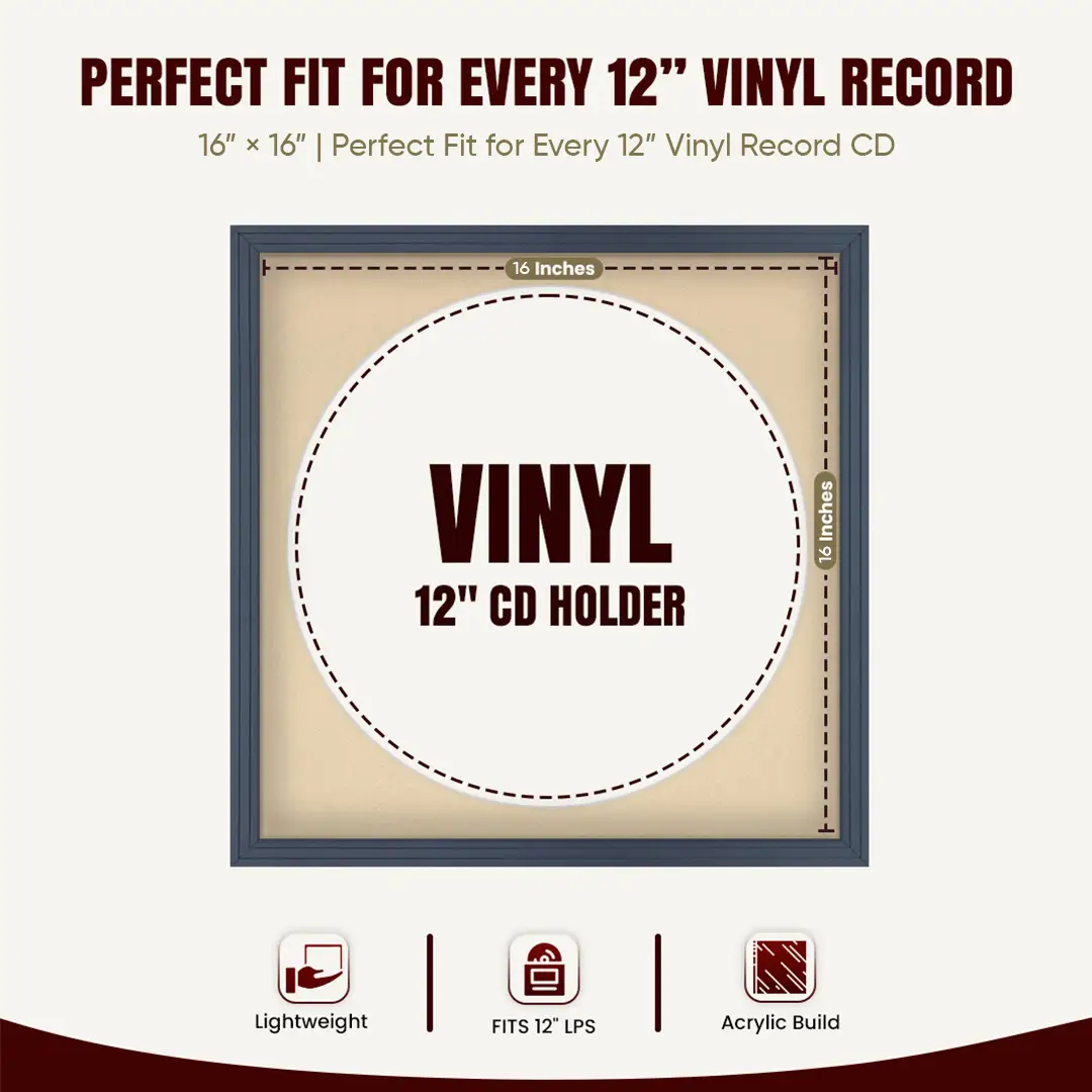 16x16" Step Dark Grey Vinyl Record Frame With Ivory Mount For 12" LP Discs | Contemporary Wall Display thumbnail 3