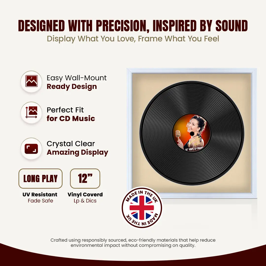 16x16" Step White Vinyl Record Frame With Ivory Mount For 12" LP Discs | Premium Wall Frame For Music Enthusiasts thumbnail 8